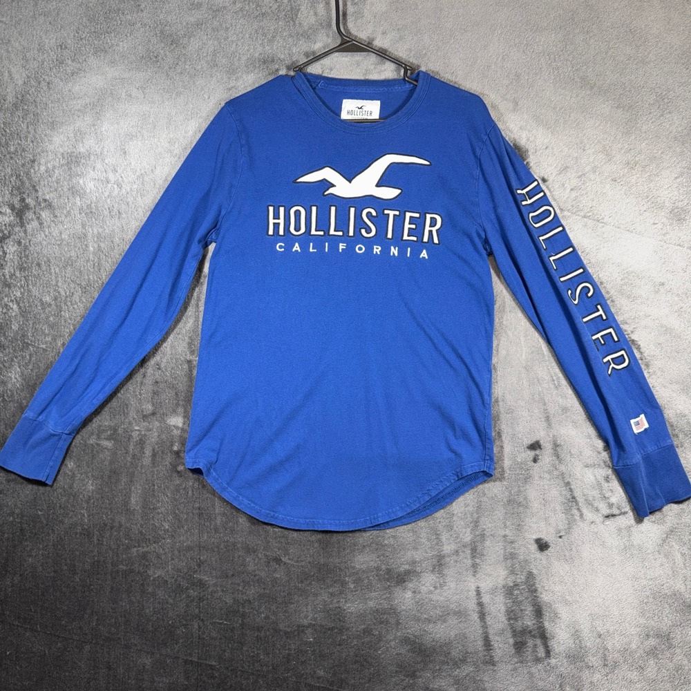 Hollister California Mens Small Blue Long Sleeve Logo Graphic T-Shirt 32362076